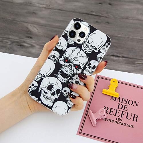 Luvi за iPhone 12/iPhone 12 Pro Case Glow in the Dark Skull Noctilucent Darkence Fluorescents Заштитно покритие јасно ултра тенок