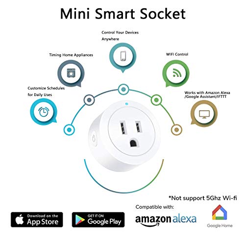 Amysen Smart Plug, WiFi приклучоци кои работат со Alexa, Echo, Google Home, No Hub Noted, ETL & FCC Сертифициран, Timer & Group Controller,