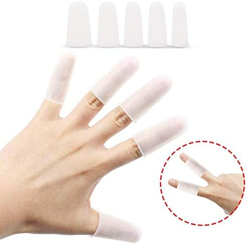 Qulable 10 парчиња силиконски прст, заштитник на прсти, ракави со прсти одлично за лепак/занает/каналисти/восок/розон/смола/мед/лепила/пукање