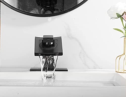 Црна бања тапа водопад една рачка за бања мијалник за мијалник стакло стакло тапа за миење садови со палуба плоча Бања суета лаватална