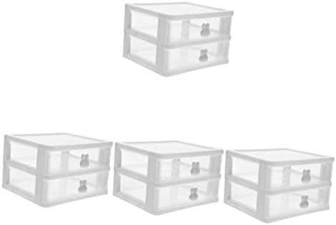 Besportble 4PCS кутија за складирање на десктоп кутија мини складирање, чиста организаторска кутија пластична организаторска фиока за куќиште транспарентен транспарент