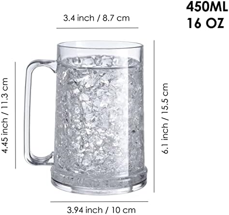 Аухафали Двоен wallид замрзнувач кригла Флорична кригла изолирана мраз чаша со гел 16oz/450ml