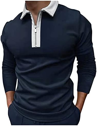 Вокачи патент Поло кошули Обични обични пички поло маици за мажи 1/4 поштенски спуштени кратки ракави тенок фит поло маица врв