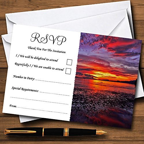 Прекрасна Виолетова Плажа За Зајдисонце Персонализирани RSVP Картички