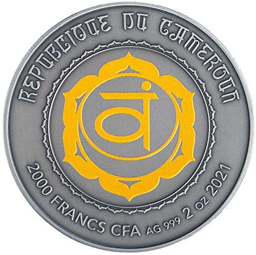 2021 Де Чакра Пауеркоин Свадистана 2 Мл Сребрена Монета 2000 Франци Камерун 2021 Античка Завршница