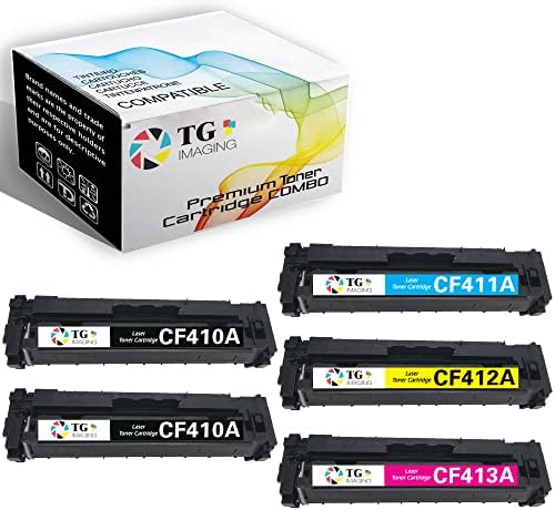 TG Imaging 5-Pack 2B/C/Y/M Replacement for HP 410A Toner Cartridge CF410A CF411A CF412A CF413A Color Combo Set for HP Pro MFP M477fnw M477fdw