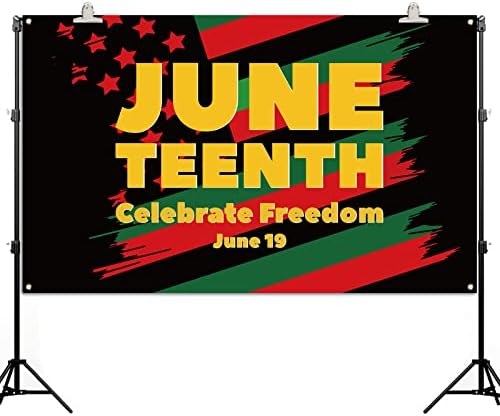 Vohado Juneteenth Photo штанд позадина Афроамериканска независност Ден на црна слобода, виси знак Ослободување патриотска прослава забава позадина