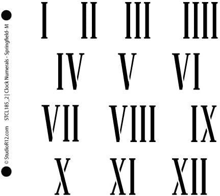 Часовни броеви матрици од Студиор12 | Елементи на римски броеви - Шаблон за еднократна употреба на Mylar | Сликарство, креда, мешани медиуми