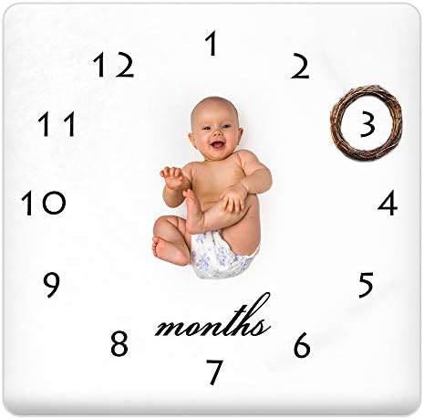 Бебе месечно пресвртница ќебе за момче или девојче | Вклучен венец | Премиум меко фланел руно | Unisex ќебе за слики за бебиња | Новороденче
