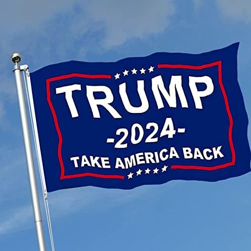 Трамп 2024 знаме 3x5 на отворено двострана 3 ply-Trump Take America назад Flags Ivid Color Clear Compere Зајакнување на шиење