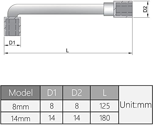 Utoolmart Metrich L во форма на агол на хексадецимален клуч за приклучок, клучеви од приклучок од 14 мм, мат третман, CR-V, 1 парчиња