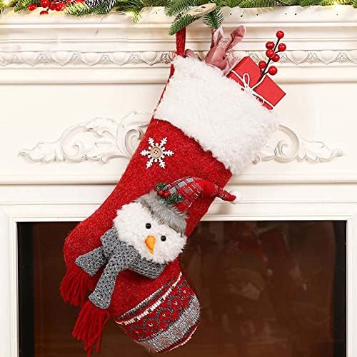 #TDARRX Божиќни големи чорапи карирани со кадифен манжетни за декор за порибување торба за подароци