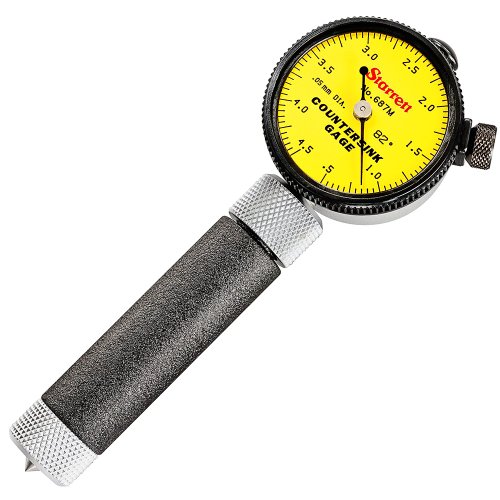 Starrett 687M-1Z милиметар за читање на мерачи со жолт бирање, агол од 82 степени, опсег од 0,5-4,3 мм