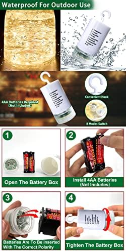 [8 режими и тајмер] 200 LED 65,6 ft Божиќни самовила батерија оперирана далечинска контрола бакарна жица жица самовила светла за спални Божиќни
