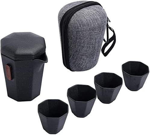 DMWMD керамички чајници Gaiwan Teaucups Teaware Portable Travel Tea Sets со торба за патувања