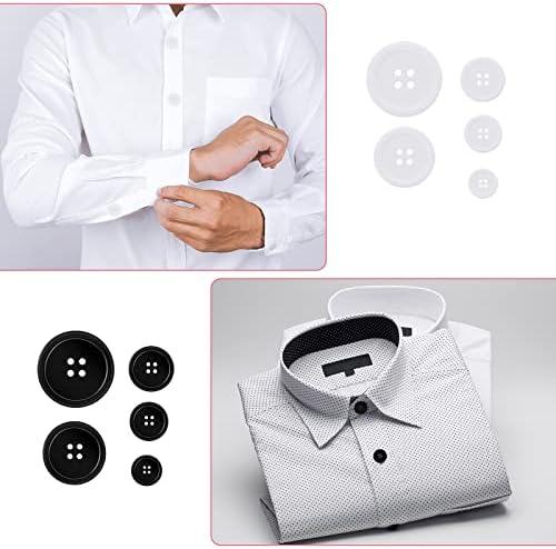 Црни копчиња од 160 парчиња за занаети за шиење бели и црни копчиња за шиење врвни копчиња за кошула Еко-пријателски занаетчиски копчиња