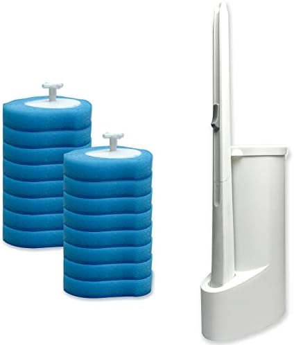 Смајхо тоалета за четка за тоалети, четка за тоалети за еднократна употреба со држач и 16 заменувања за замена, систем за чистење на тоалети