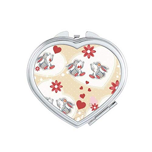 Симпатична сива зајак Денот на в Valentубените Огледало за патување Преносен рачен џеб шминка