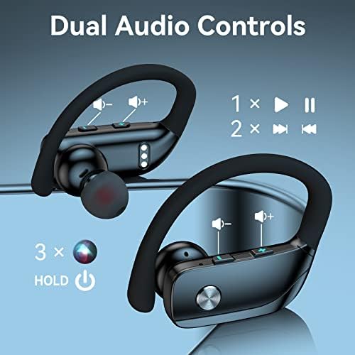 Безжични уши за iPhone 13 Pro Max Bluetooth слушалки 48 часа играат спортски слушалки со LED дисплеј пупки со уво со вграден микрофон