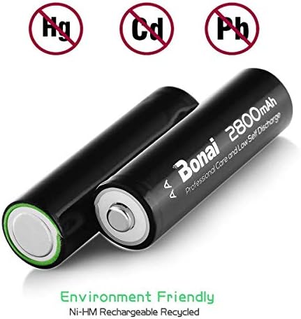 Bonai AA батерии за полнење со полнач 8 пакет 2800mAh висок капацитет Ni-MH за полнење АА батерии со полнач аа сет