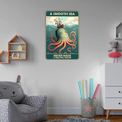 Еррус едрење наутички wallиден декор за деца, октопод мотивациски декор подароци за момчиња девојчиња бања спална соба