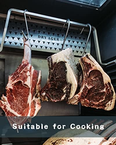Куки за месо на Naceture S за месар 4 пакувања - 10мм 8 инчи Премиум не'рѓосувачки челик месар за висини за готвење, пушење, лекување на печење