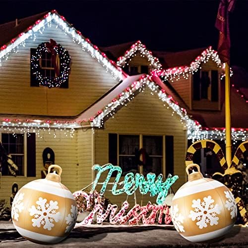 Божиќен украс 23,6 инчи на отворено Божиќно ПВЦ надувување украсена топка на отворено Прозорот Божиќен декор Голем надворешно дрво