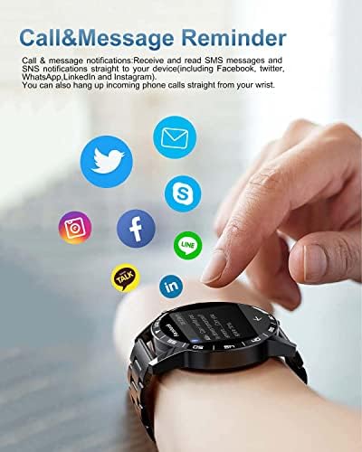 Smart Watch Men for Android iOS Bluetooth Одговор Направете повици монитор за спиење на отчукувањата на срцето 1,32 HD тркалезен екран на допир