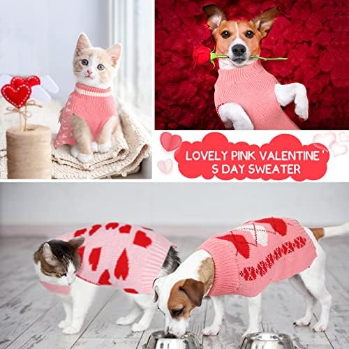 3 парчиња џемпери за кучиња на вineубените, поставува Бафало карирано срце кутре кучиња џемпери облека ПЕТ трикотажа за кучиња