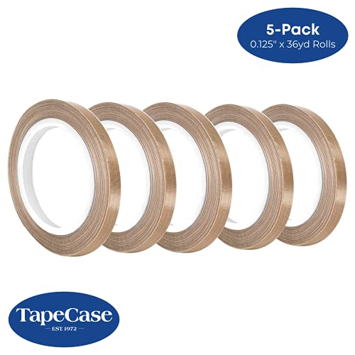 Tapecase 134-5 PTFE тен абразија отпорна на фиберглас лента, силиконо лепило, индустриско одделение - ширина од 7 , должина од 36yd