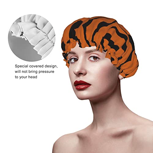 Портокалово тигар леопард печатено капаче за туширање, водоотпорни капачиња за еднократно бања за жени, мажи, момчиња и девојки спа