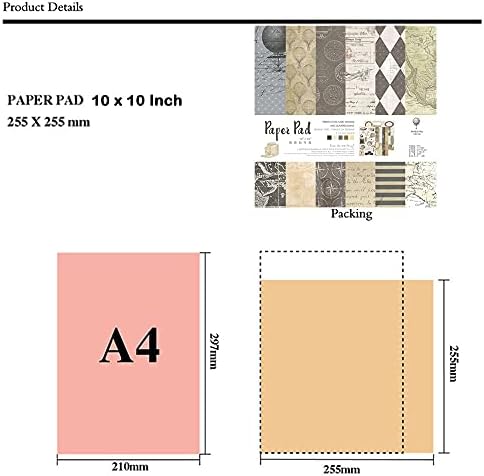 Huralona гроздобер за запишување хартија за хартија 10 ”x10” 26 листови Декоративни оригами за списанија за хартија за хартија за хартија за хартија