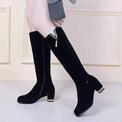 Чизми за жени бујна потпетица над чизмите на коленото модно странично патент колено високи чизми каубојски чевли бутот висок багажник