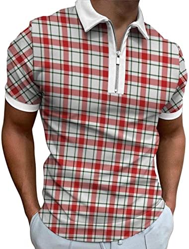 Машки Поло кошули од четвртина-зипер-јака јака јаки маички врвови случајни кратки ракави тенок вклопуваат основни блузи за мешавина од памук