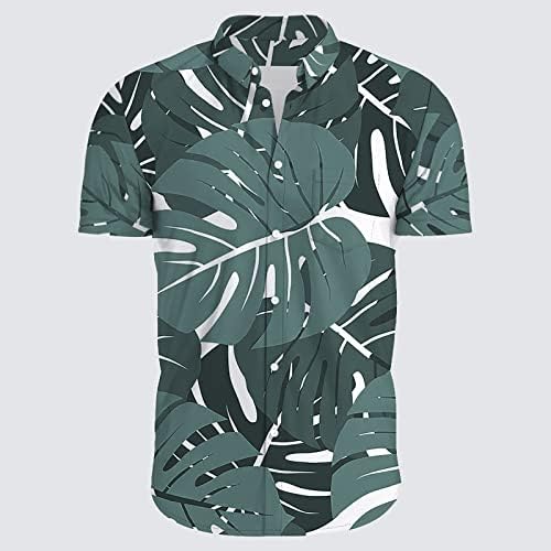 Летни маички маички со маички со маж, мажов кошули поставува кратки ракави, случајно копче надолу по плажа цветна кошула змеј