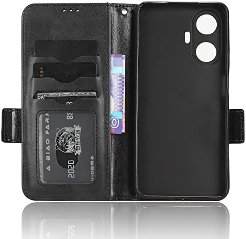 Кукуфеј Случај За Oppo Realme C55 4G RMX3710 Кожа Флип Стенд Случај Капак, Случај За Oppo Realme C55 Случај Покрие Црна
