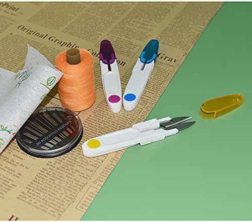 6PCS Преносен повеќенаменски ножици за ножици од типот U-тип со безбедносно покритие за облека за облека за вез за вкрстено занаетчиски