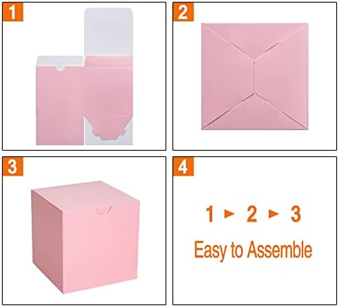 Гефтол Мала розова кутија за подароци 50 пакувања 3 x 3 x 3 инчи преклопена кутија за кутии за подароци за подароци за невестински