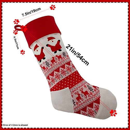Mnszlkf Божиќни чорапи 3 пакувања 21 Плетени Божиќни чорапи, Дедо Мраз, Снежен човек, ирваси, подароци за украси за дома за украси