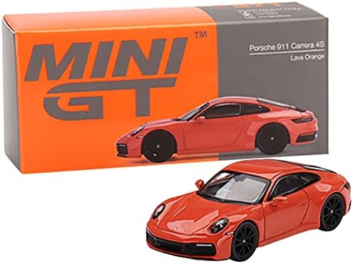 Минијатурни модел на минијатури со вистинска скала, компатибилен со Porsche 911 Carrera 4S Lava Orange Limited Edition 1/64 Diecast