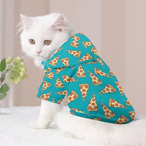 Тиркизна пица мачка со едно парче кошула трендовски костум за кучиња со додатоци за домашни миленици