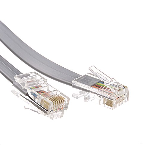 CableWholesale 25 стапки Телефонски кабел, RJ45 Златен конектори, 8p / 8c, сребрен сатен, 28awg, директно, RJ45 Телефонски кабел