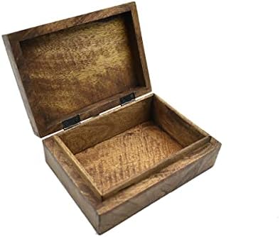 ЧУВАЈТЕ ЈА Индија Дрвена Рачно Врежана Декоративна Кутија Со Геометриска Резба На Врвот / Кутија За Богатство Организатор На Накит