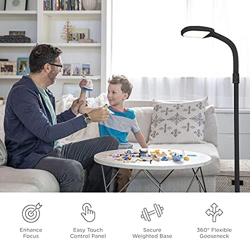 SmartLight VERILUX LED Со Целосен Спектар Модерна Подна Ламба Со Прилагодлива Осветленост, Флексибилна Гуска И Лесни Контроли-Го Намалува Напрегањето