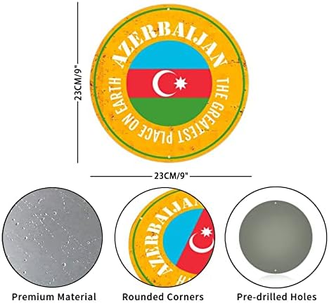 Тркалезен метален знак патриотски азербејџанско знаме Најголемо место на Земјата гроздобер венец знак метал уметнички отпечатоци рустикална