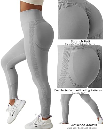Хеланки за жени непрекинато ѓубре со ребрести тренингот со високи половини јога панталони насмевка контура на задникот за кревање