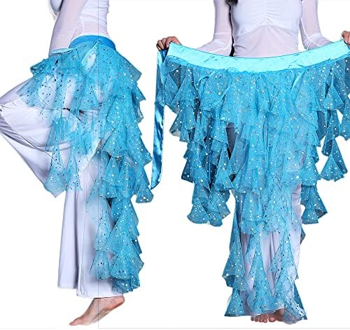 2022 година Sparkly Foxtail Belly Dance Hip Chip Net Scirt Poly Dance Party Party Shirea Scirt Подарок Подарок Подарок Подарок Здолниште