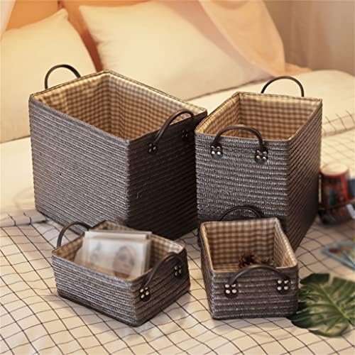 Jkuywx ткаени стокано плетено кутија за складирање со рачка корпа за пикник кујна леб за купување корпа за купување