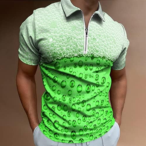 Xxbr 2023 Нови мажи Свети Патрикс Ден мода обичен 3Д дигитален печатен лапел патент со кратки ракави кошула врвни мажи