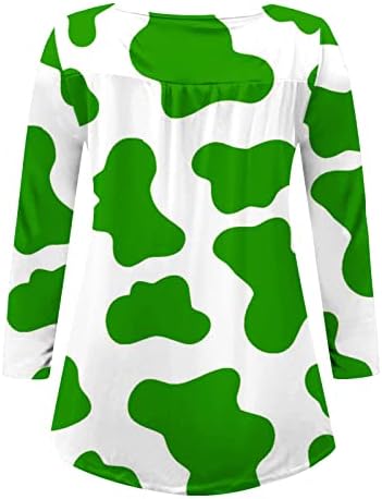 Кравско животно печатење врвот за жени 2023 година со долга ракав пролетна кошула душичка Класична врата Класична вклопена блуза